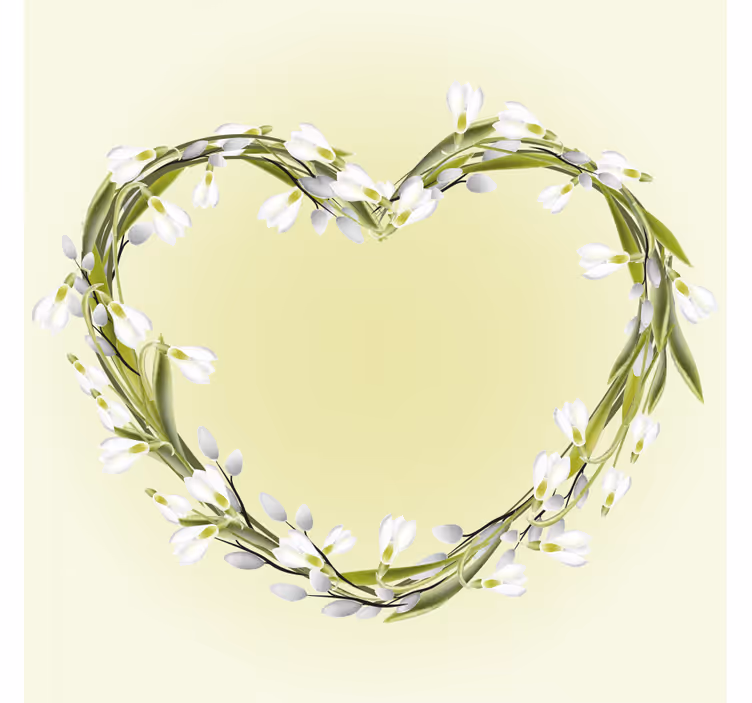 Suporturi pahare cu nume element floral în formă de inimă - TenStickers
