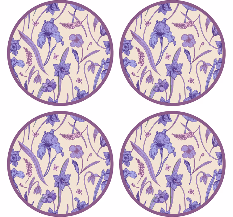 Suporturi pahare cu model floral mov - TenStickers