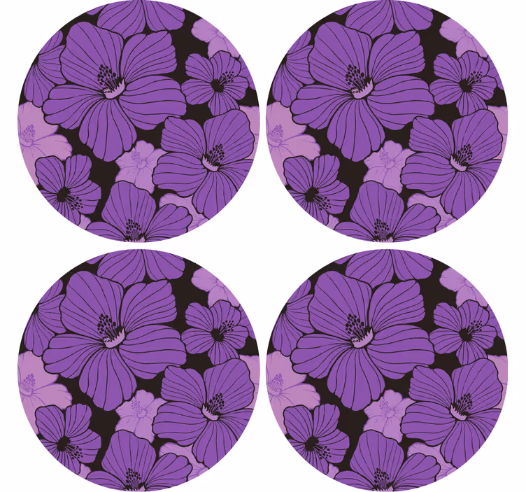 Suporturi pahare cu model floral violet vibrant - TenStickers