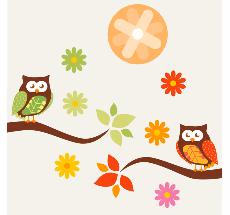 Suporturi pahare geeks bufnițe și flori colorate - TenStickers