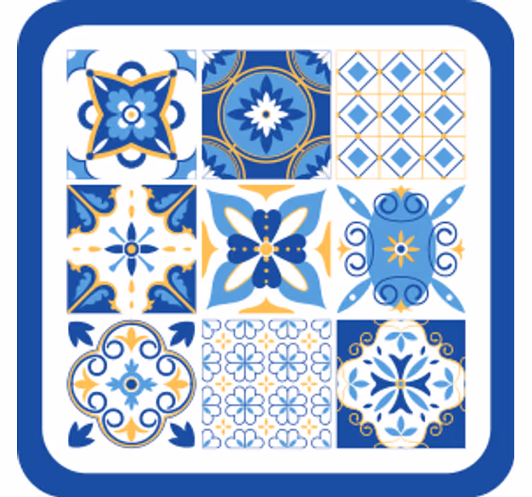 Suporturi pahare cu modele geometrice albastre - TenStickers