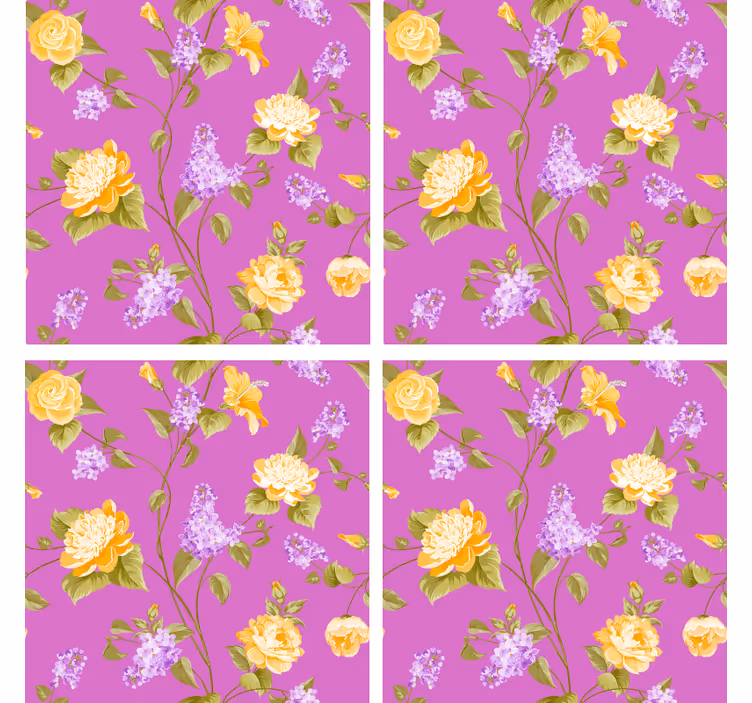 Suporturi pahare cu imprimeu floral și trandafiri galbeni - TenStickers