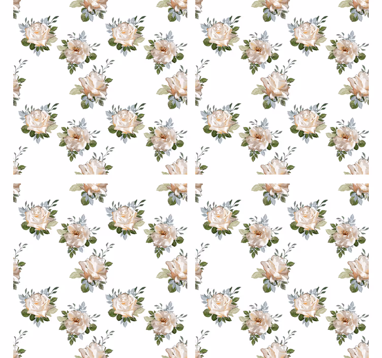Suporturi pahare cu model floral pe fundal alb - TenStickers