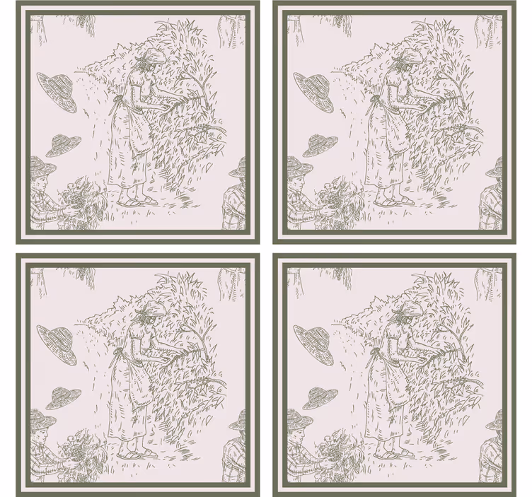 Model vintage francez în coaster verde - TenStickers