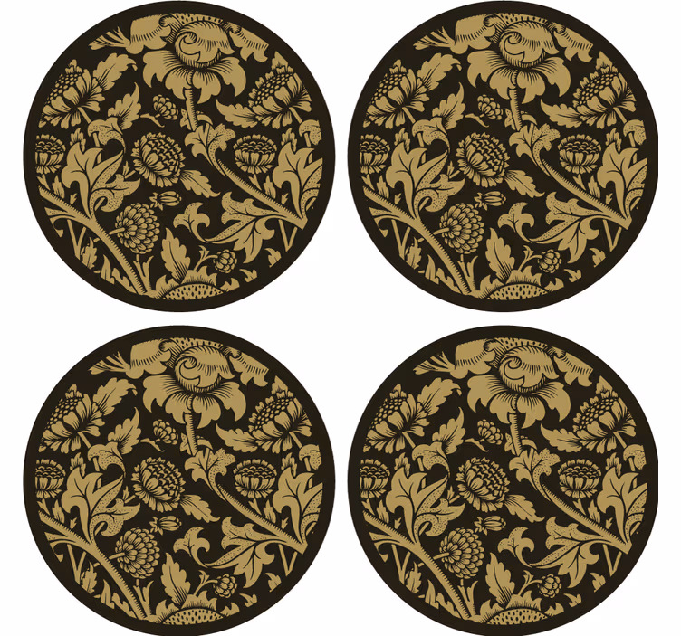 Suporturi pahare vintage model floral aurit - TenStickers