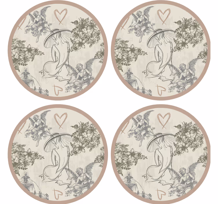 Suporturi pahare vintage cu figuri florale elegante - TenStickers