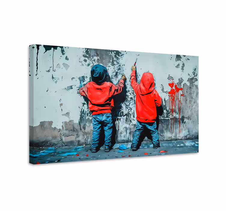 Tablou artă pictând băieți - TenStickers