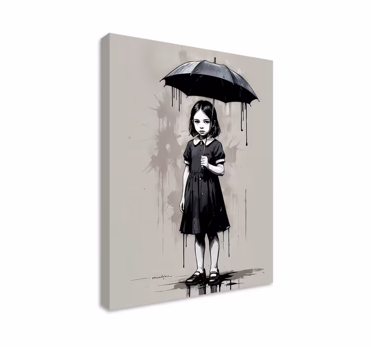 Tablou artă fetița cu umbrelă - TenStickers
