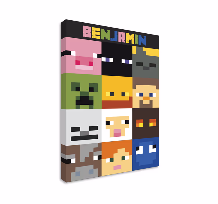 Tablou personalizat fețe pixelate în jocuri - TenStickers