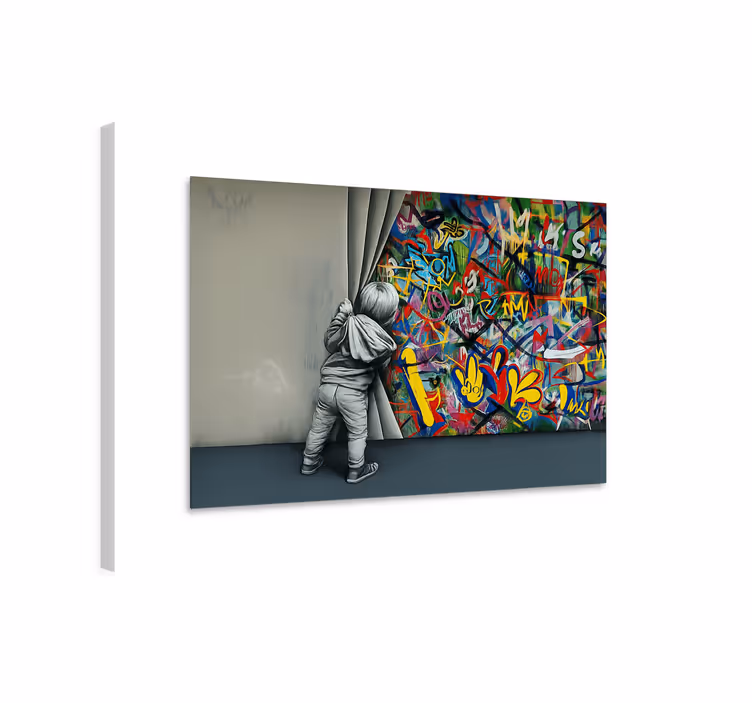 Tablou artă copil spionând graffiti - TenStickers