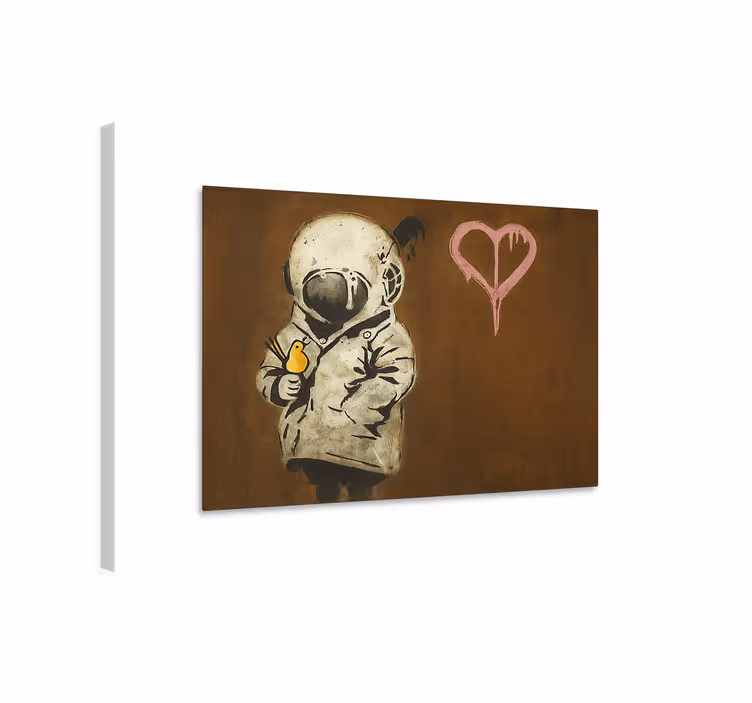 Tablou artă fată și pasăre spațiale - TenStickers