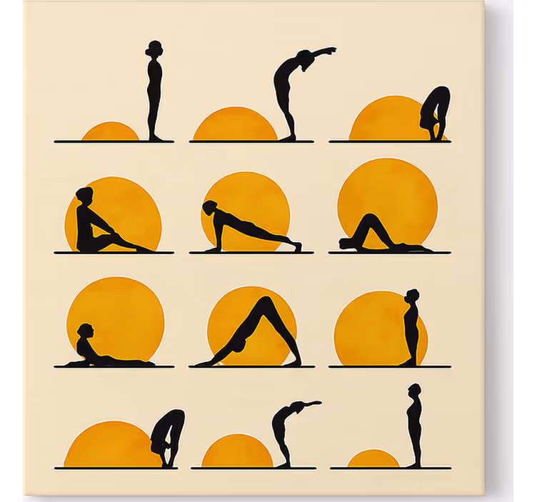 Tablou sport poziții de yoga la soare - TenStickers