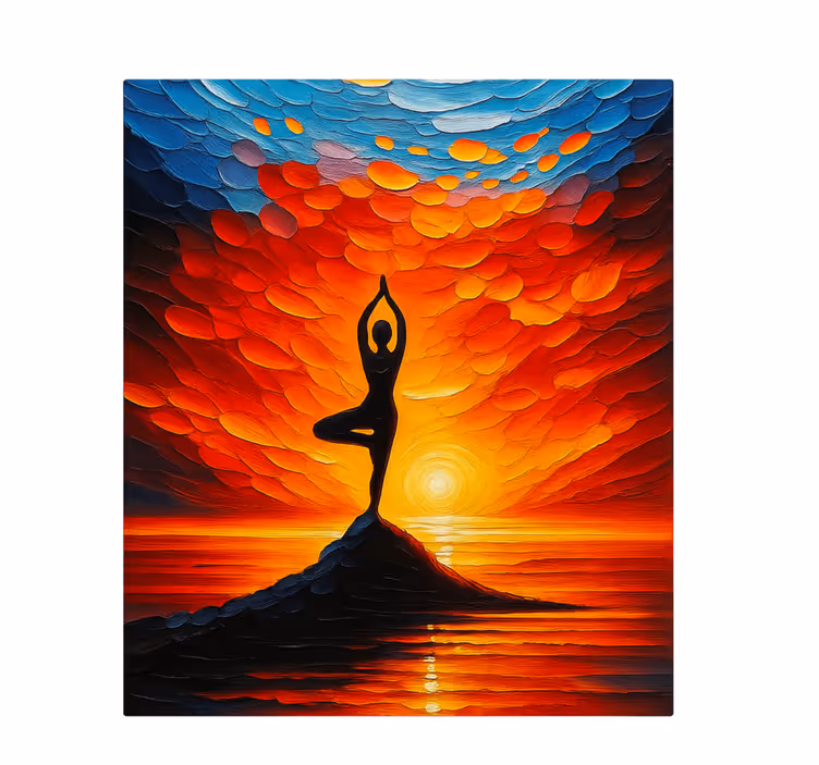 Tablou sport mozaic de yoga cu soare - TenStickers
