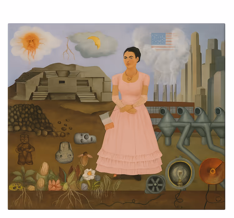 Tablou artă frida khalo la graniță - TenStickers
