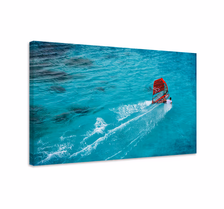 Tablou albastru surferiță pe apă - TenStickers