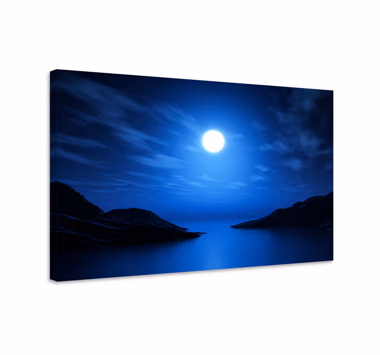 Tablou albastru peisaj nocturn lunar - TenStickers