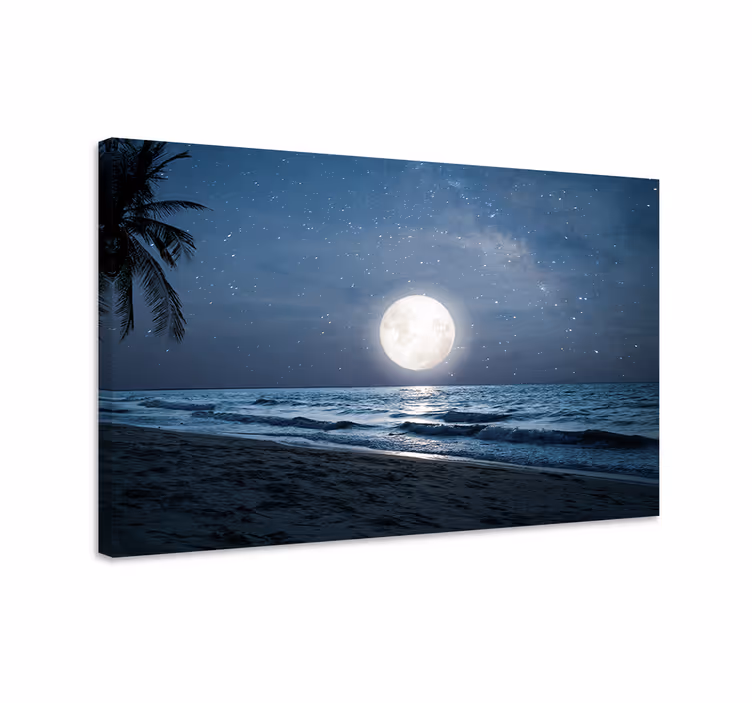 Tablou albastru cu luna plină pe ocean - TenStickers