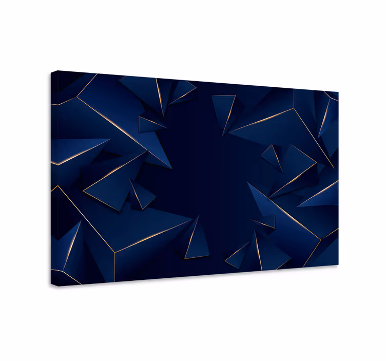 Tablou albastru cu model geometric aurie și albastră - TenStickers