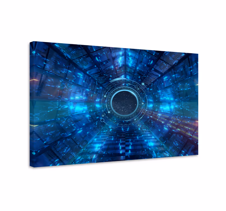 Tablou albastru fundal sci-fi cu motive geometrice - TenStickers