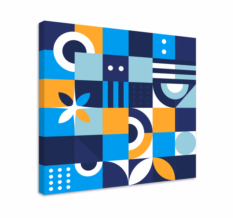 Tablou albastru design geometric albastru - TenStickers