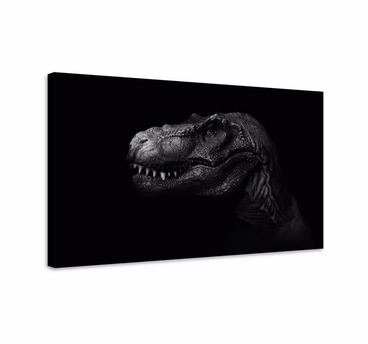 Tablou dinozauri dinozaur realist și elegant pe fundal negru - TenStickers
