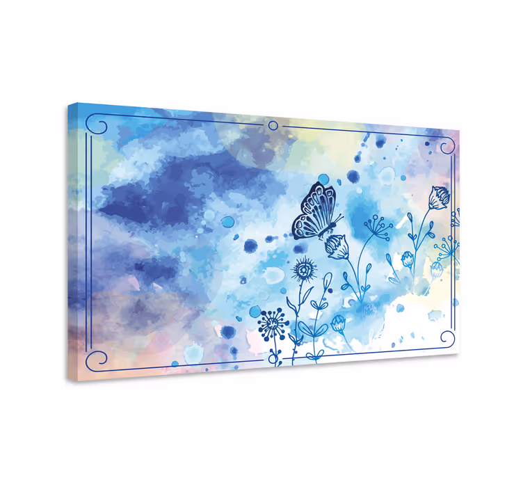 Tablou fluturi desen floral și fluturi - TenStickers