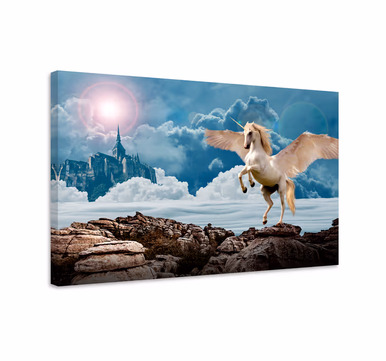 Tablou unicorni unicorn neînfricat în ceață - TenStickers