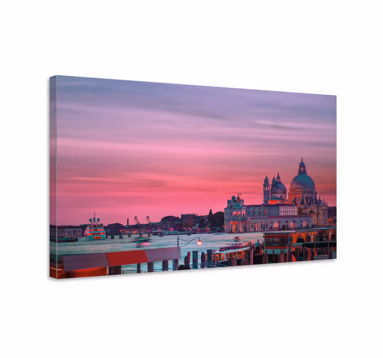 Frumos apus de soare în amprente de pânză ale orașului venezia - TenStickers