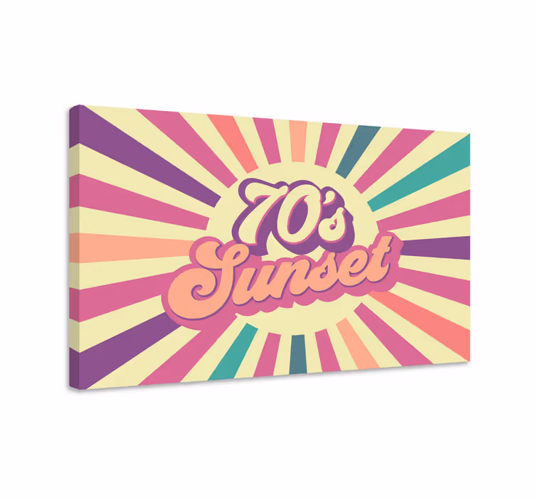 Tablou alte texte grafică retro apus de soare - TenStickers