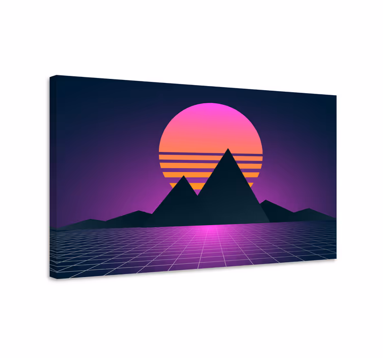 Tablou vintage peisaj montan synthwave - TenStickers