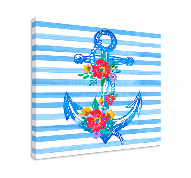 Tablou marinar ilustrație de ancoră florală - TenStickers