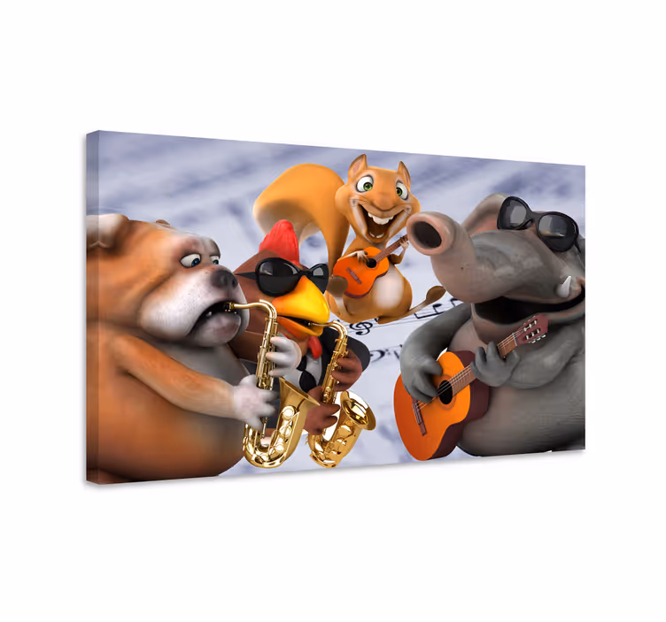 Tablou persoane trupa de muzicieni de animale - TenStickers