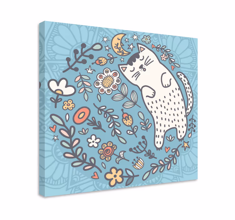 Pisică adorabilă mandala pânză artă de perete - TenStickers