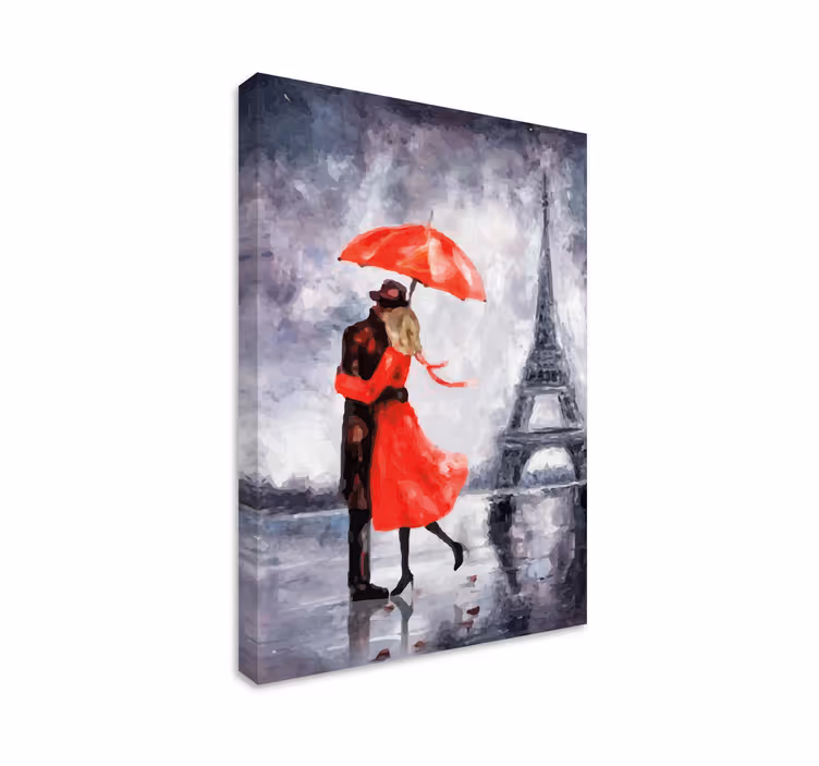 Tablou elegant Îmbrățișarea romantică din paris - TenStickers