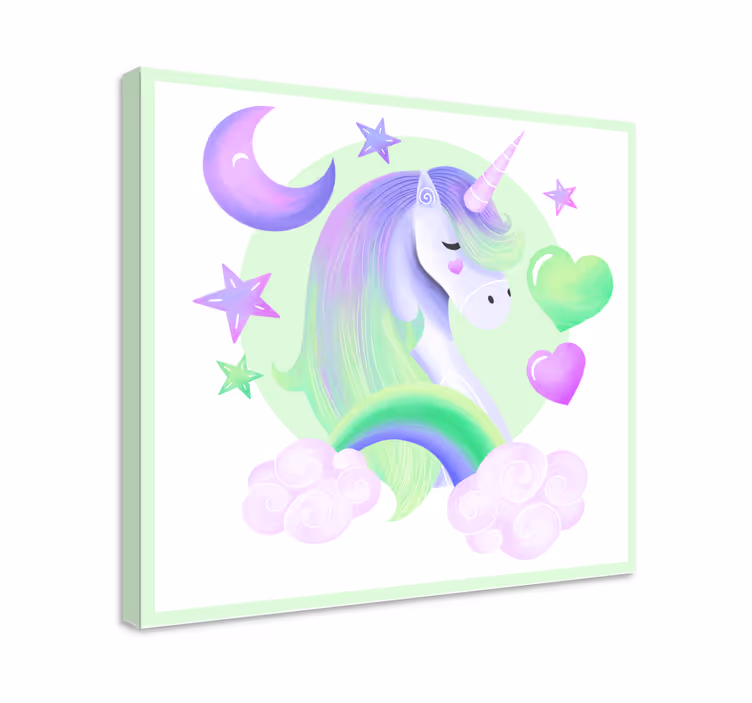 Inimă și curcubeu unicorn imprimare de perete - TenStickers