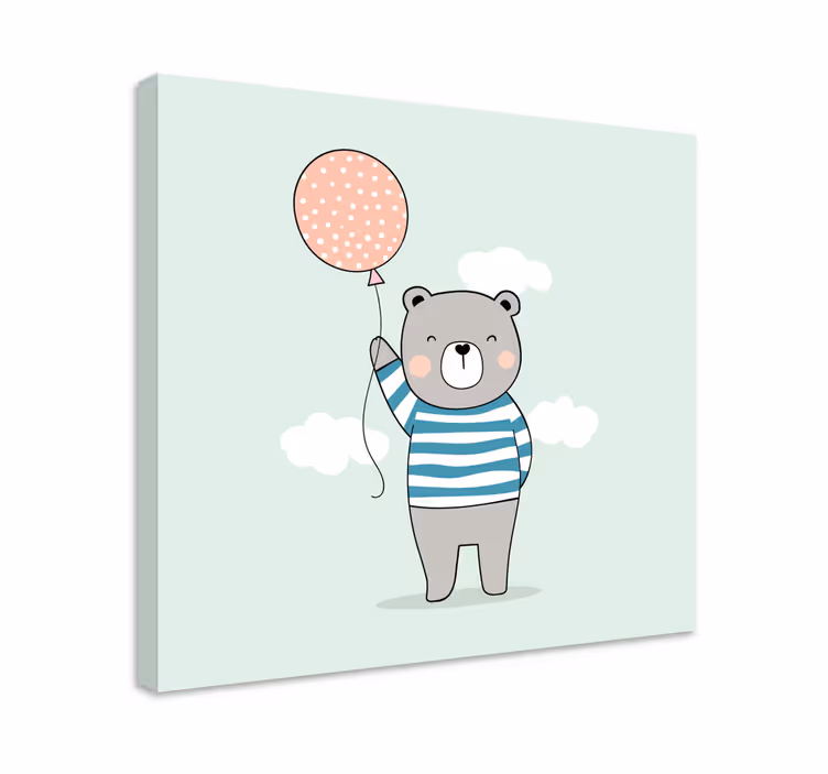 Tablou 3d ursuleț drăgălaș cu balon - TenStickers