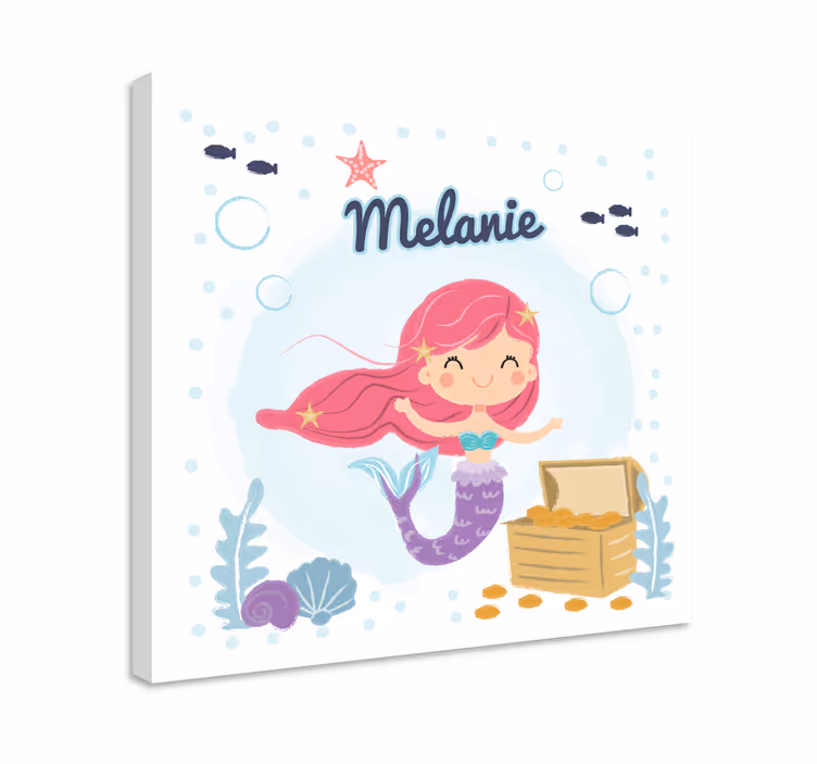 Bebe de sirena con nombre nursery canvas - TenStickers