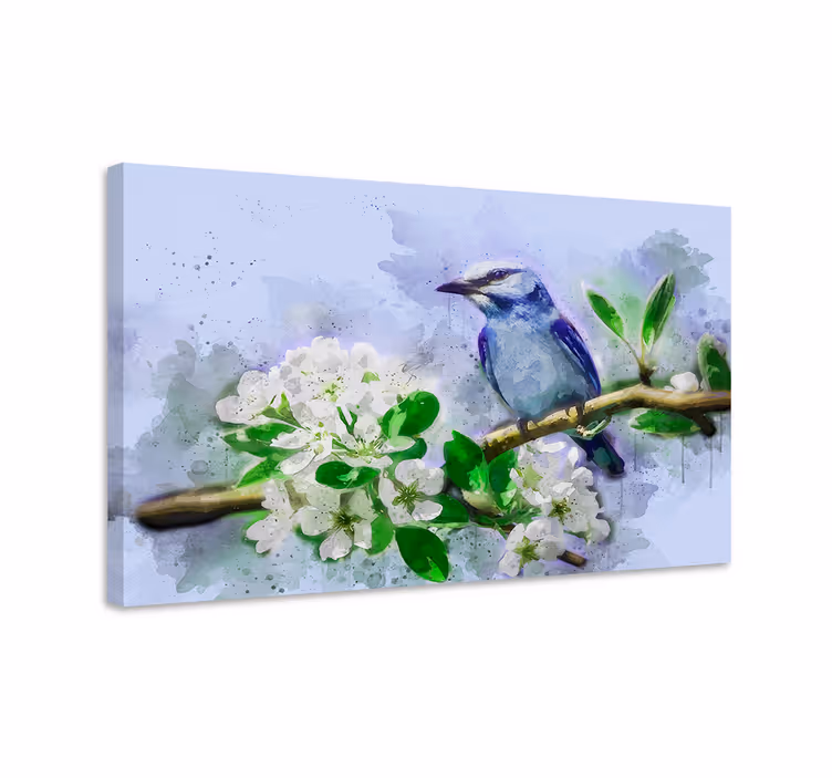 Pânză de artă de perete cu flori și păsări - TenStickers