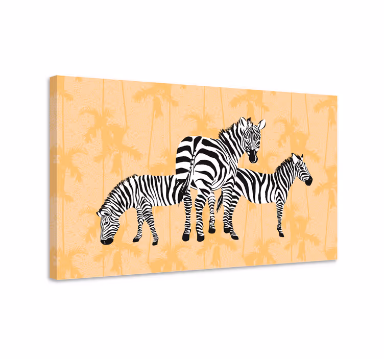 Palmă și zebre imprimeu pe pânză - TenStickers