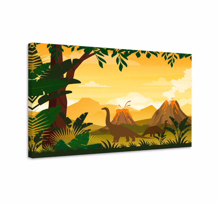 Arta pânză dinozaur peisaj tropical jurassic - TenStickers