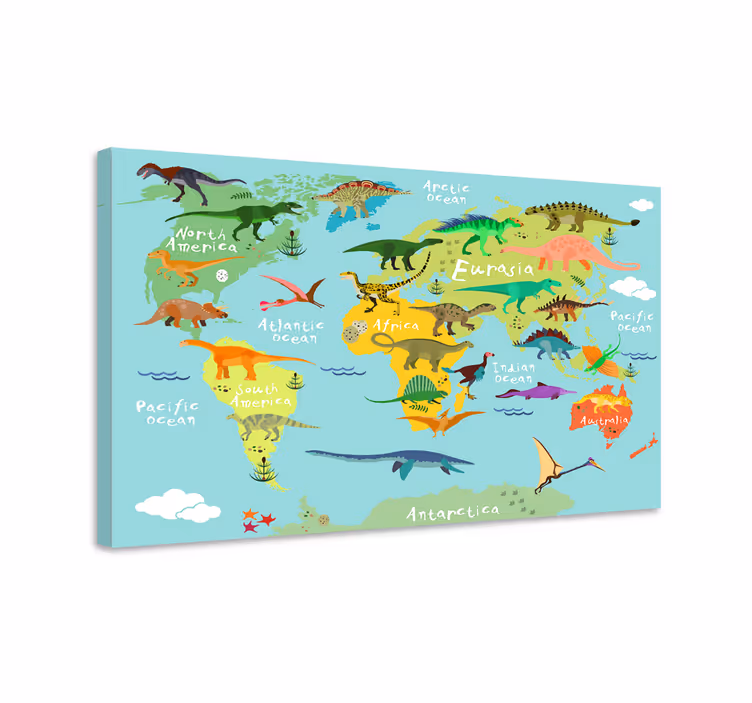Dinozauri harta lumii panza pentru copii - TenStickers