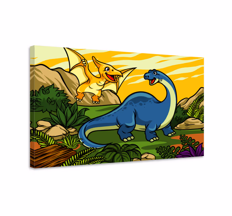 Dinozaur pentru copii cu pictura pe panza peisaj - TenStickers