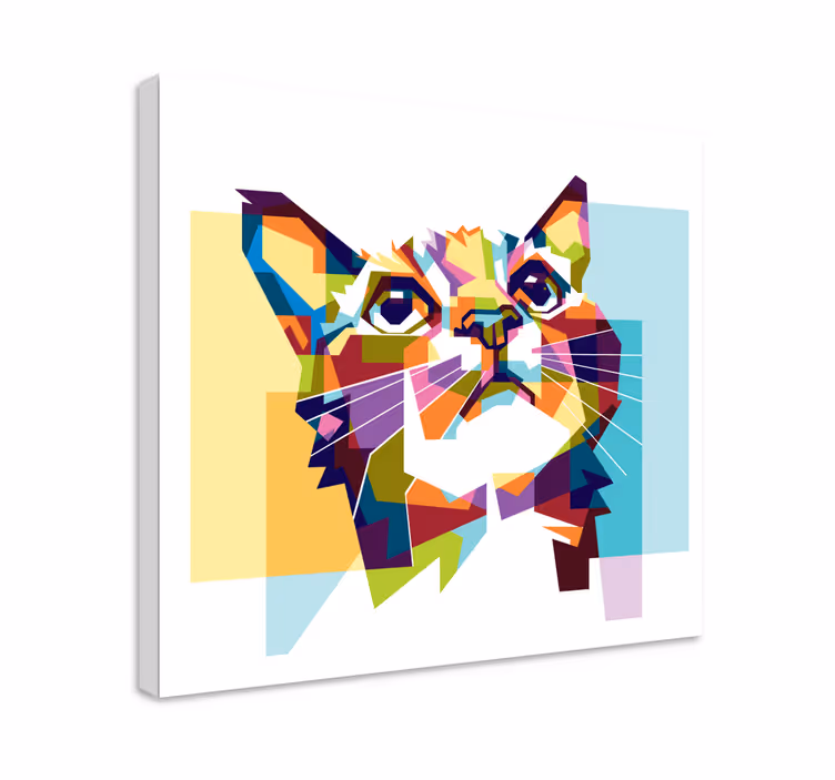 Imprimeu de pânză pisică geometrică - TenStickers