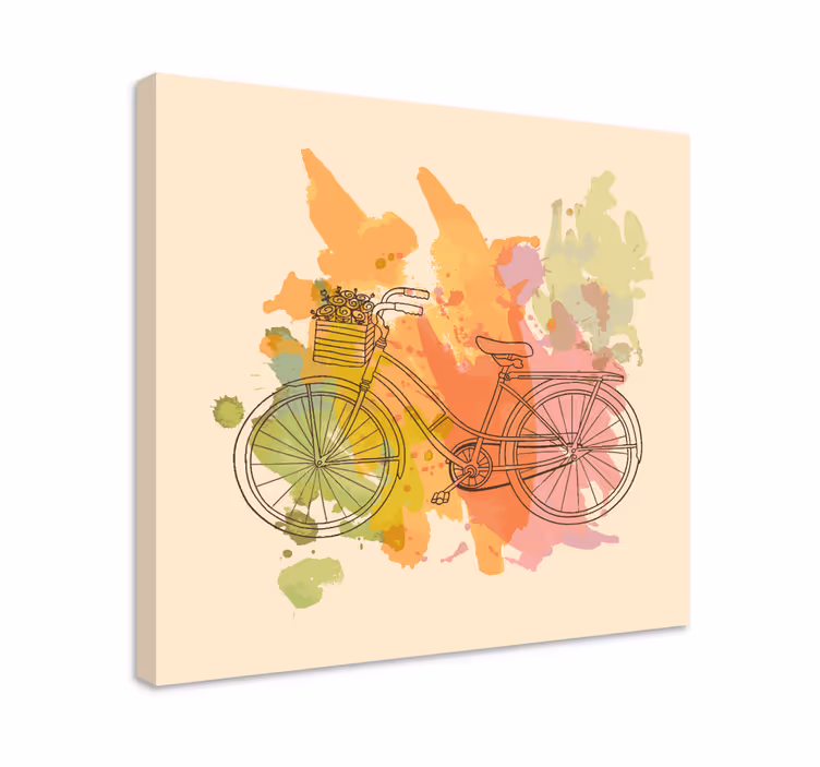 Bicicleta vintage cu flori arta retro panza - TenStickers