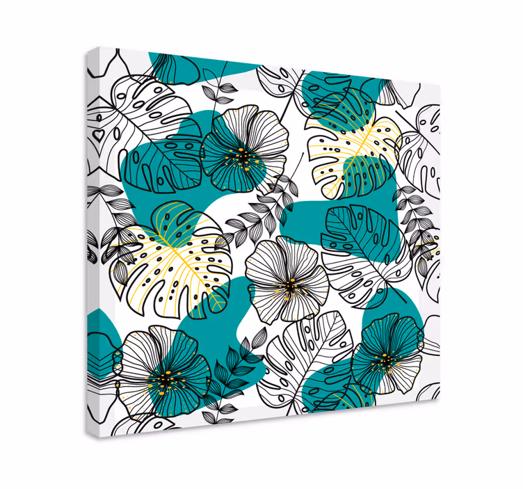 Tablou flori şi plante cu model de frunze florale - TenStickers