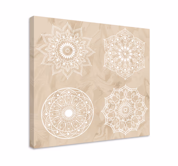 Patru arta de perete din mandala bej - TenStickers