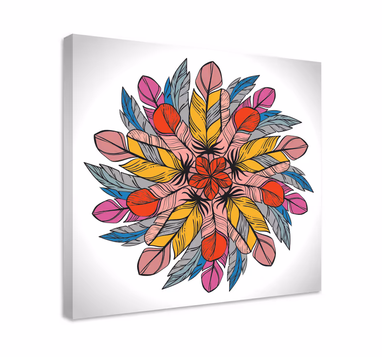 Mandala realizată din pene pânză artă de perete - TenStickers
