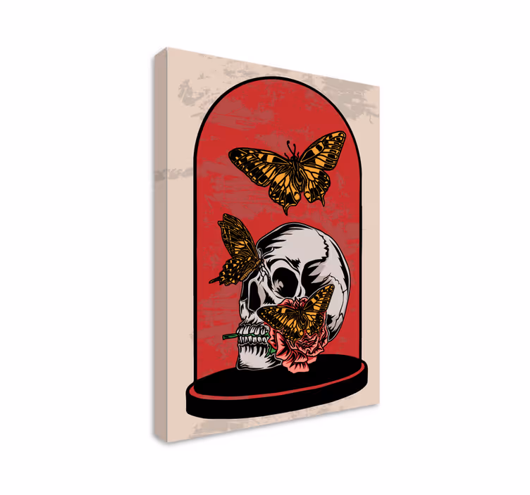 Tablou artă contrast fluture craniu - TenStickers
