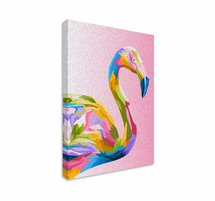 Flamingo art pană pânză artă de perete - TenStickers