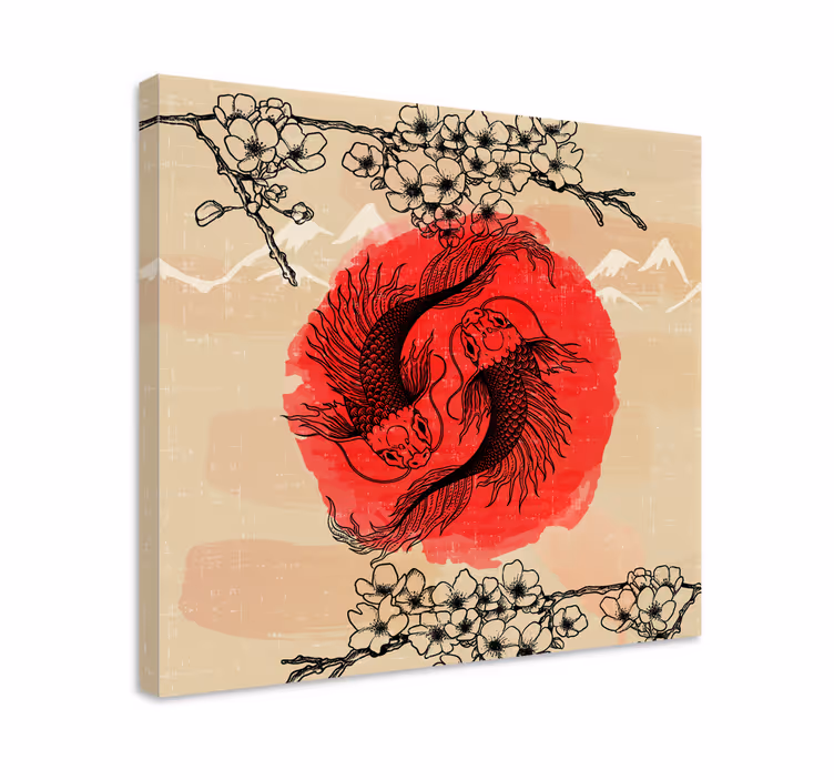 Ying yang pești pânză pește - TenStickers